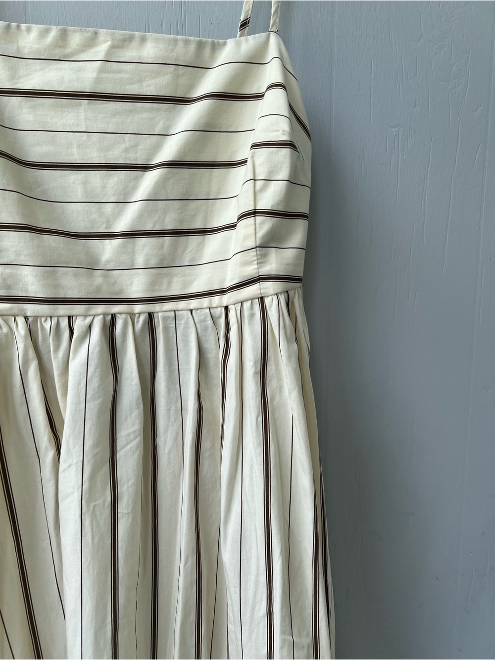 Petal & Pup Cream Maxi Dress with Thin Brown Stripes - Picture 9 of 16